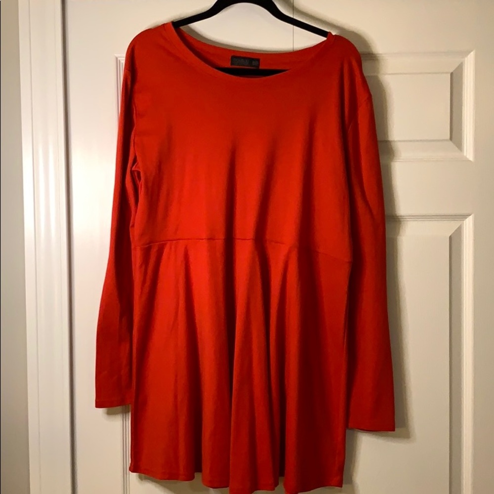 DOUBLJU Solid Red Tunic 3X
